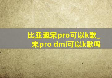 比亚迪宋pro可以k歌_宋pro dmi可以k歌吗